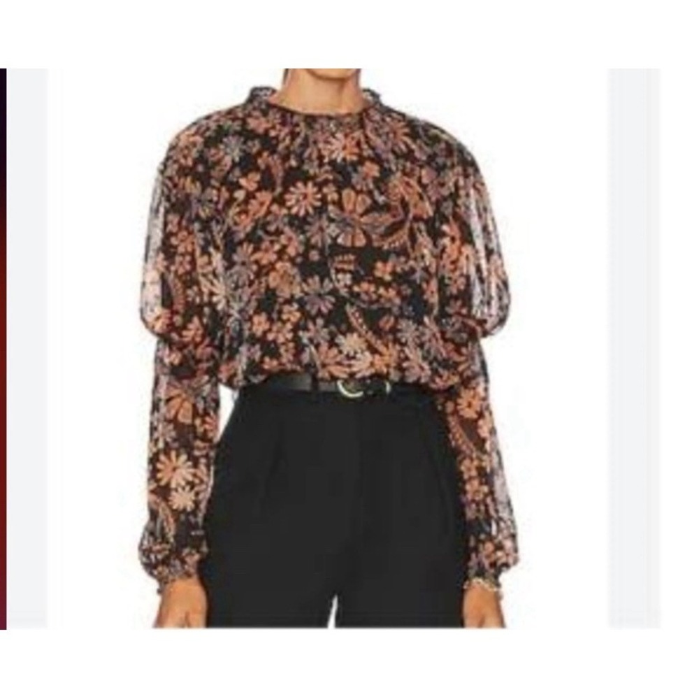 Free People Dark Floral Blouse Clarissa‎ Dark Coquette Twee Boho Gothic Size XS